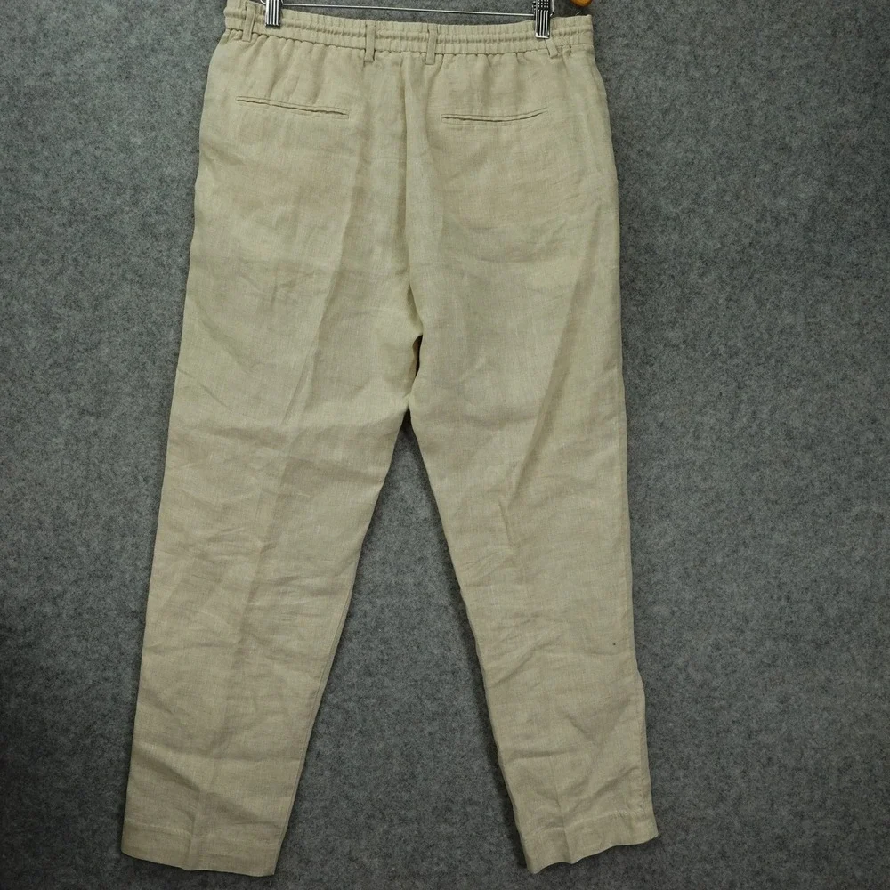 ZARA Linen Pants Mens L Cream White Neutral Flax Summer Coastal Workwear 34x30